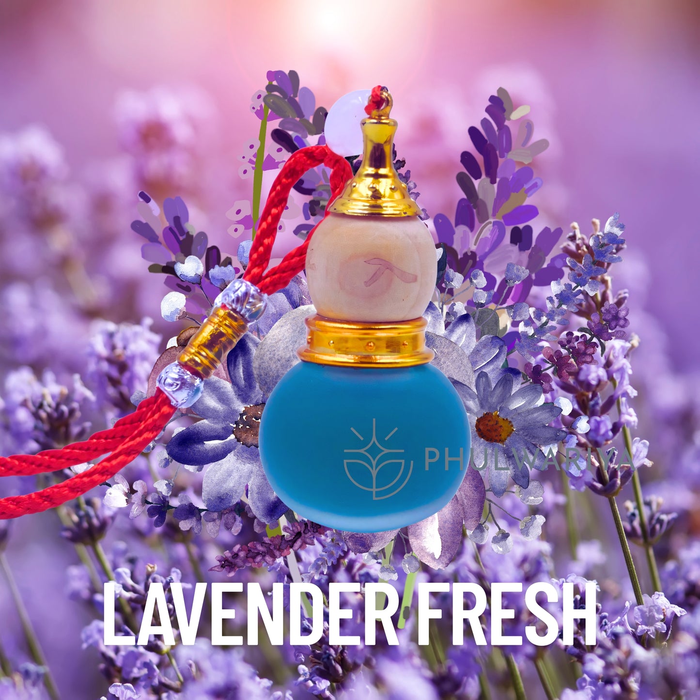 Phulwariya Car Air Freshener | Hanging Glass Bottle | Long-Lasting Fragrance for 28+ Days