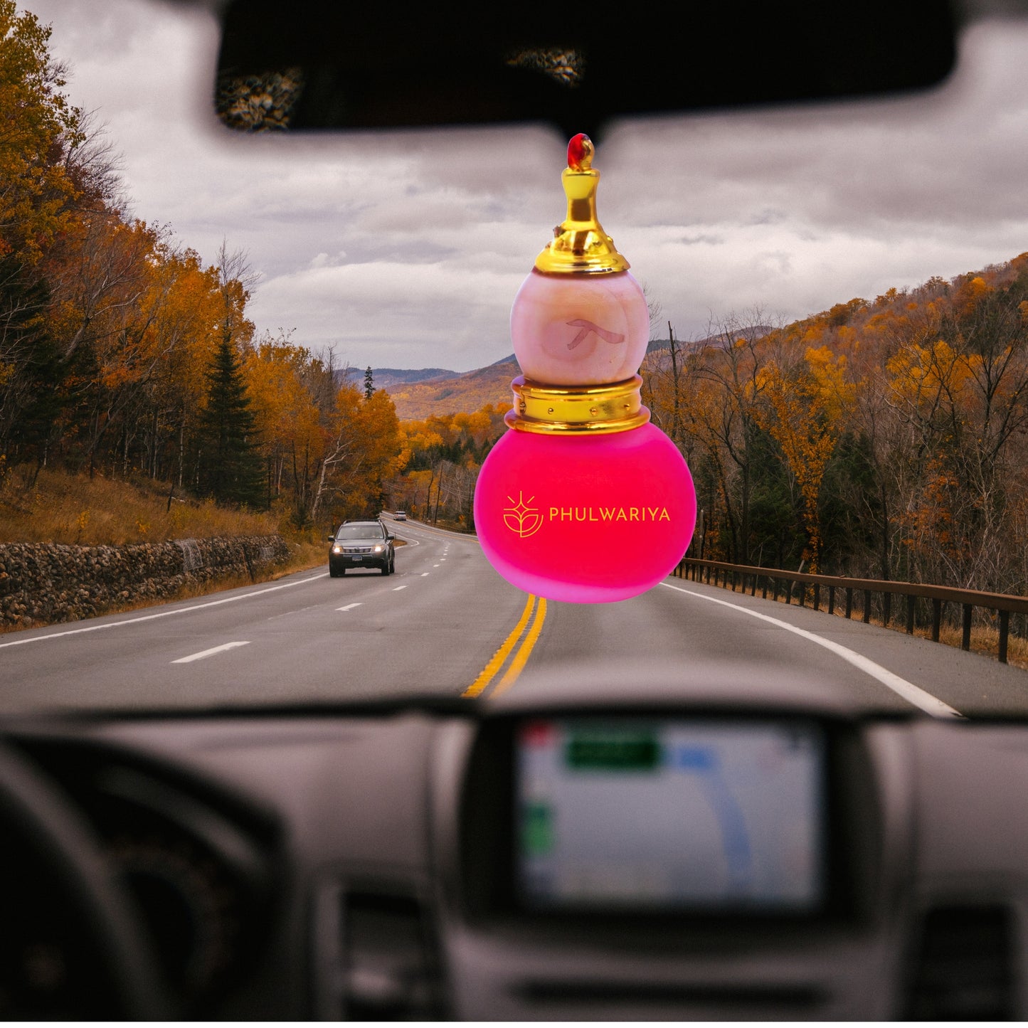 Phulwariya Car Air Freshener | Hanging Glass Bottle | Long-Lasting Fragrance for 28+ Days