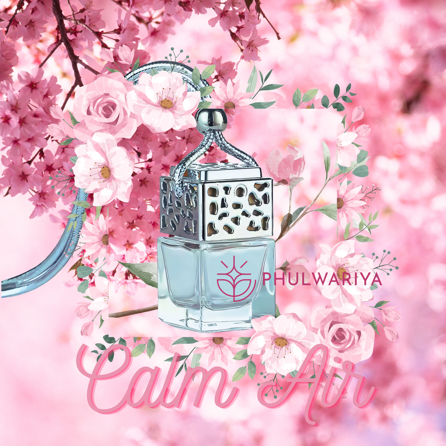 Phulwariya Car Air Freshener | Hanging Glass Bottle | Long-Lasting Fragrance for 28+ Days