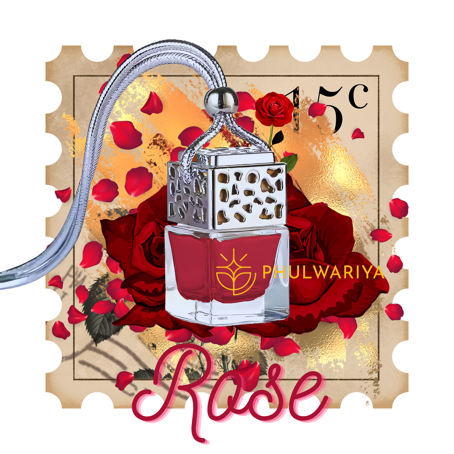 Phulwariya Car Air Freshener | Hanging Glass Bottle | Long-Lasting Fragrance for 28+ Days