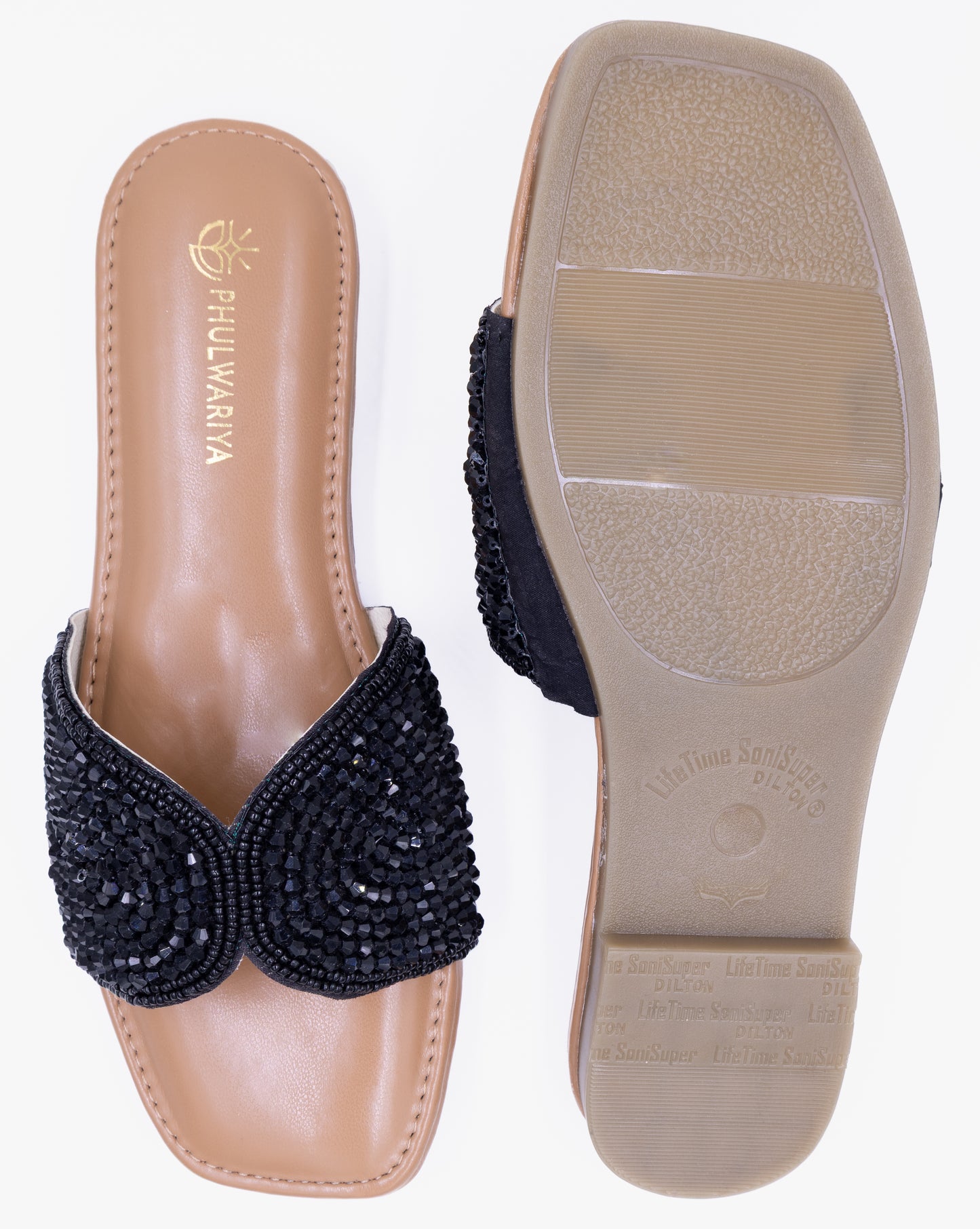 Phulwariya Ethnic Flat sandal for Women 0112 Black