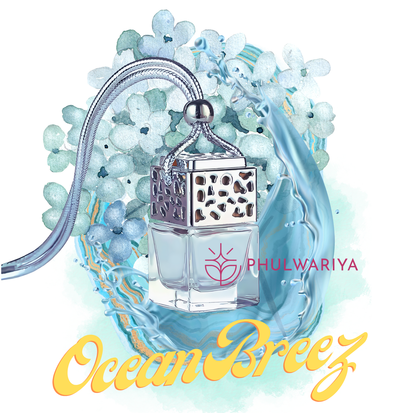Phulwariya Car Air Freshener | Hanging Glass Bottle | Long-Lasting Fragrance for 28+ Days