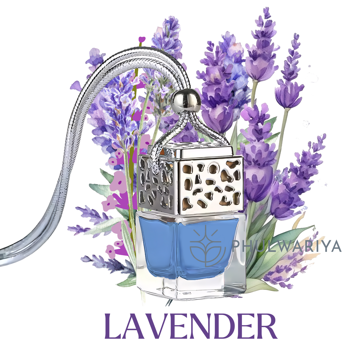 Phulwariya Car Air Freshener | Hanging Glass Bottle | Long-Lasting Fragrance for 28+ Days