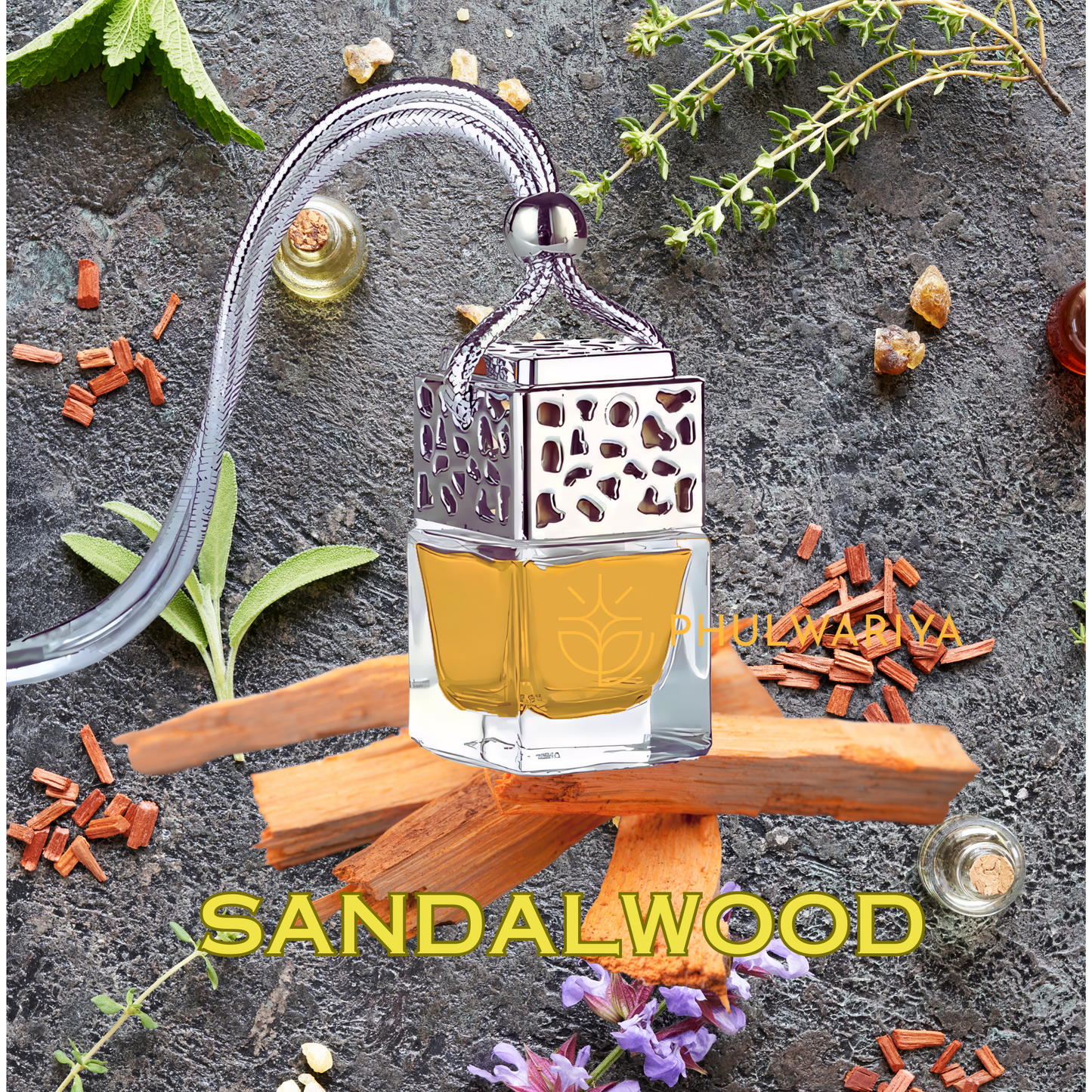 Phulwariya Car Air Freshener | Hanging Glass Bottle | Long-Lasting Fragrance for 28+ Days